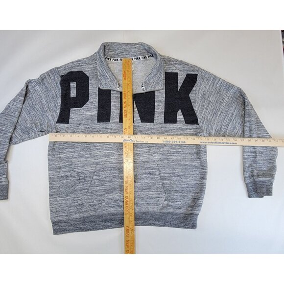 Victorias Secret PINK Womens Half-Zip Pullover Sweatshirt L Gray Heather - Picture 8 of 8